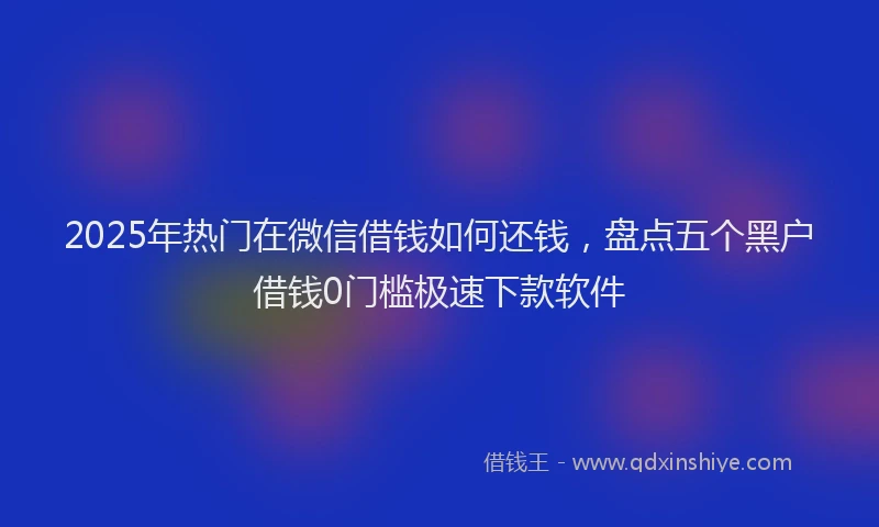 2025年热门在微信借钱如何还钱，盘点五个黑户借钱0门槛极速下款软件