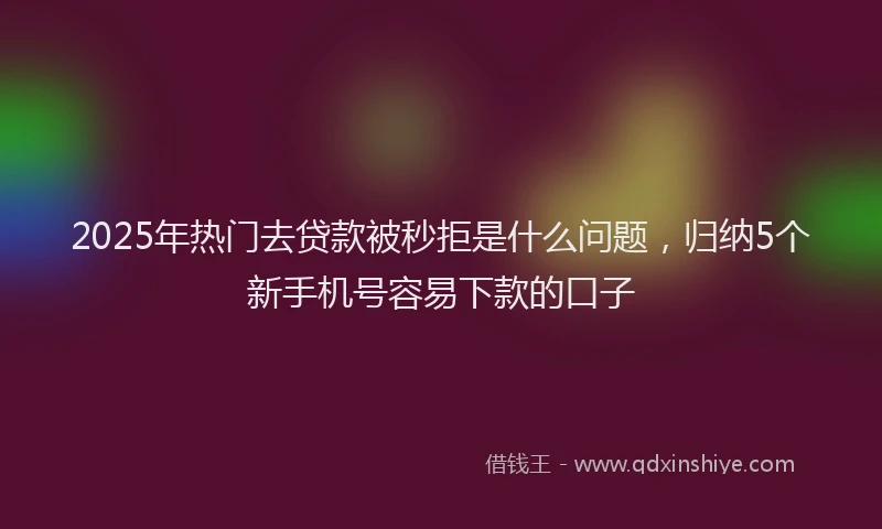 2025年热门去贷款被秒拒是什么问题，归纳5个新手机号容易下款的口子