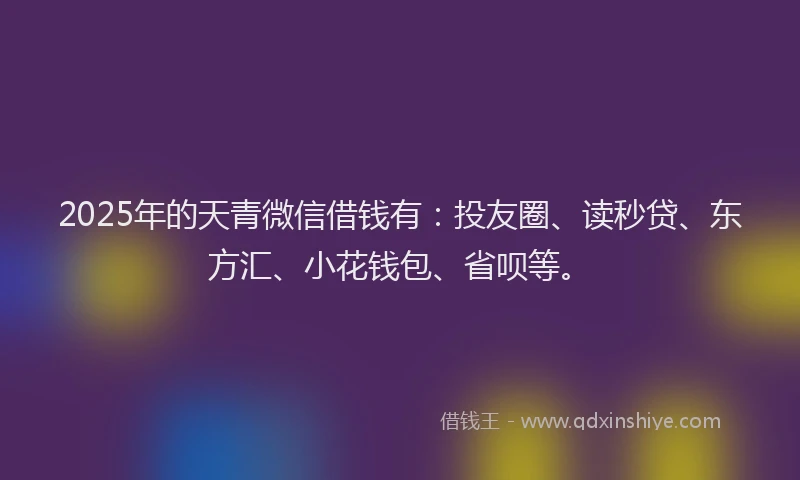 2025年的天青微信借钱有：投友圈、读秒贷、东方汇、小花钱包、省呗等。