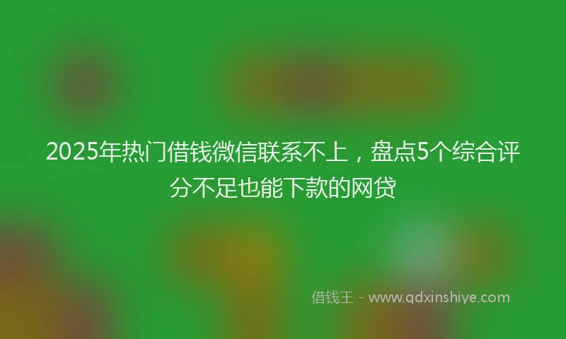 2025年热门借钱微信联系不上，盘点5个综合评分不足也能下款的网贷
