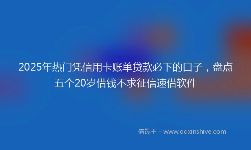 2025年热门凭信用卡账单贷款必下的口子，盘点五个20岁借钱不求征信速借软件
