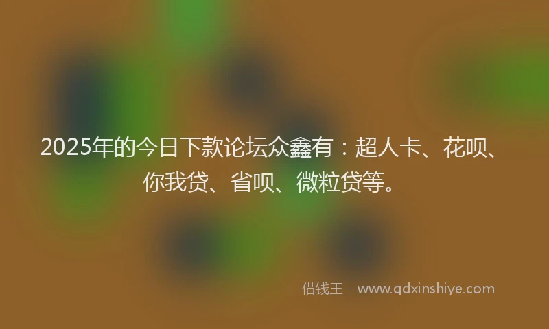 2025年的今日下款论坛众鑫有：超人卡、花呗、你我贷、省呗、微粒贷等。