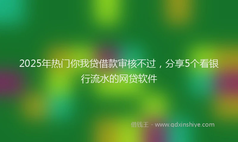 2025年热门你我贷借款审核不过，分享5个看银行流水的网贷软件