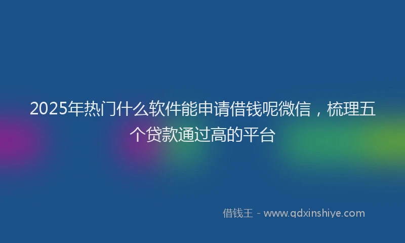 2025年热门什么软件能申请借钱呢微信，梳理五个贷款通过高的平台