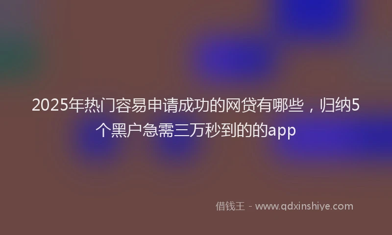 2025年热门容易申请成功的网贷有哪些，归纳5个黑户急需三万秒到的的app