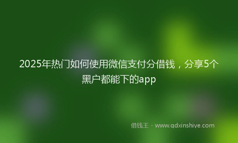 2025年热门如何使用微信支付分借钱，分享5个黑户都能下的app