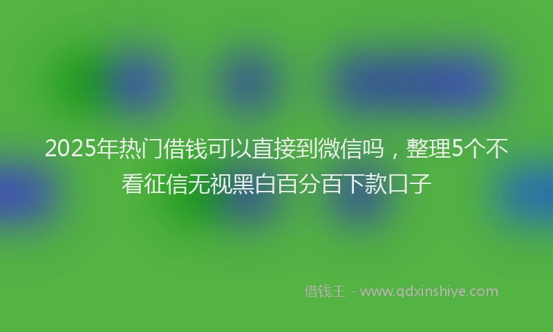 2025年热门借钱可以直接到微信吗，整理5个不看征信无视黑白百分百下款口子