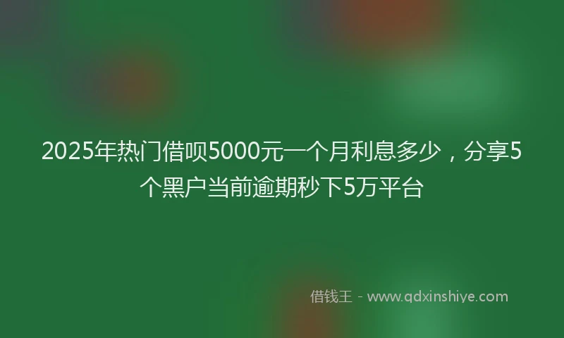 2025年热门借呗5000元一个月利息多少，分享5个黑户当前逾期秒下5万平台