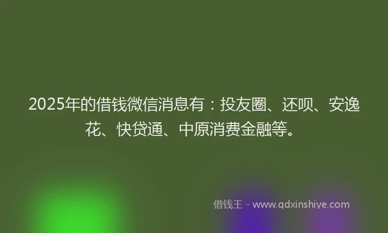 2025年的借钱微信消息有：投友圈、还呗、安逸花、快贷通、中原消费金融等。