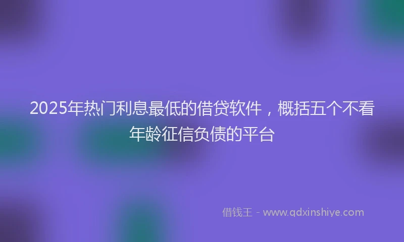 2025年热门利息最低的借贷软件，概括五个不看年龄征信负债的平台