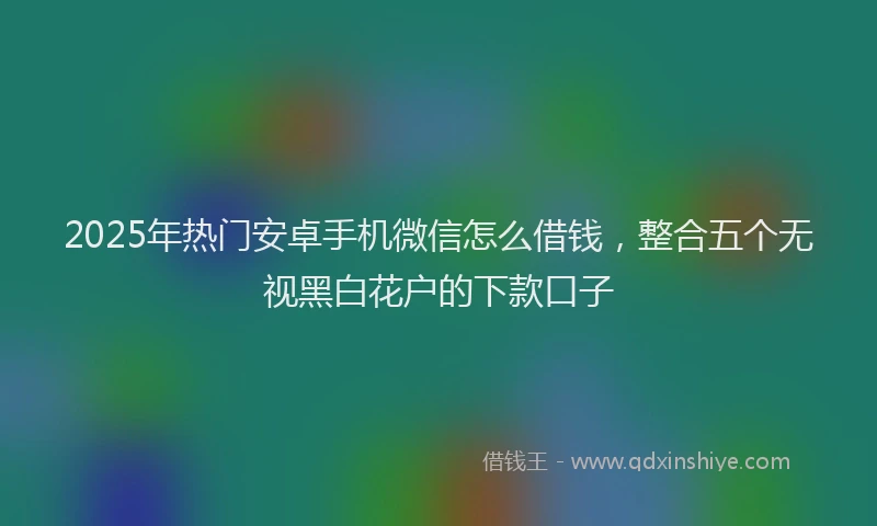 2025年热门安卓手机微信怎么借钱，整合五个无视黑白花户的下款口子