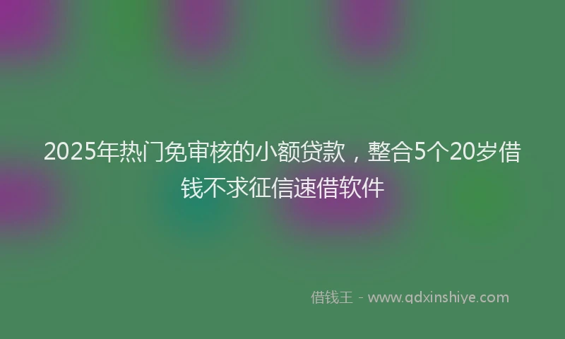 2025年热门免审核的小额贷款,整合5个20岁借钱不求征信速借软件
