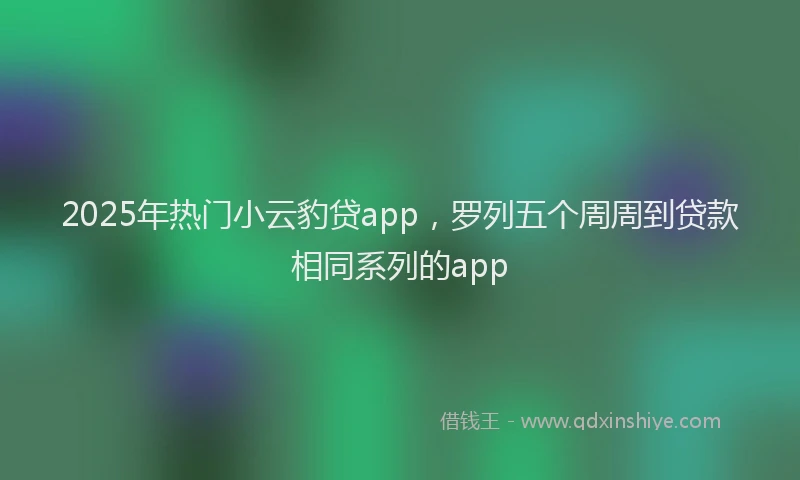 2025年热门小云豹贷app，罗列五个周周到贷款相同系列的app