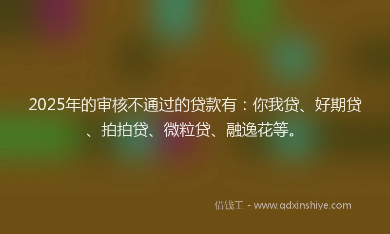 2025年的审核不通过的贷款有：你我贷、好期贷、拍拍贷、微粒贷、融逸花等。