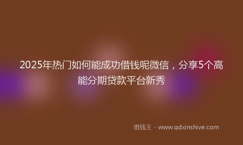 2025年热门如何能成功借钱呢微信，分享5个高能分期贷款平台新秀