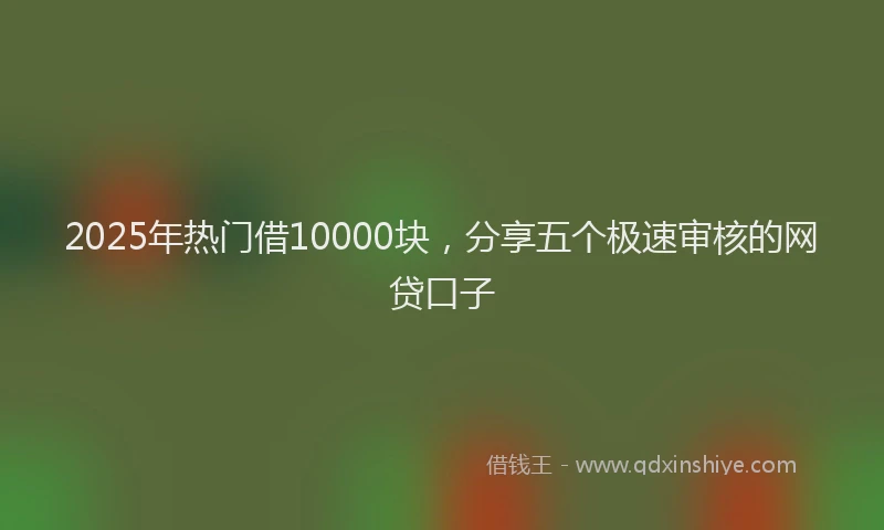2025年热门借10000块，分享五个极速审核的网贷口子