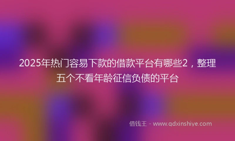 2025年热门容易下款的借款平台有哪些2，整理五个不看年龄征信负债的平台