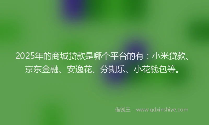 2025年的商城贷款是哪个平台的有：小米贷款、京东金融、安逸花、分期乐、小花钱包等。