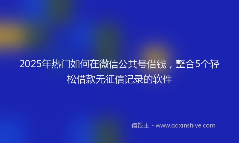 2025年热门如何在微信公共号借钱，整合5个轻松借款无征信记录的软件