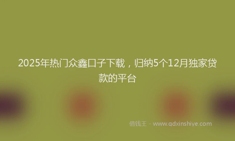 2025年热门众鑫口子下载，归纳5个12月独家贷款的平台