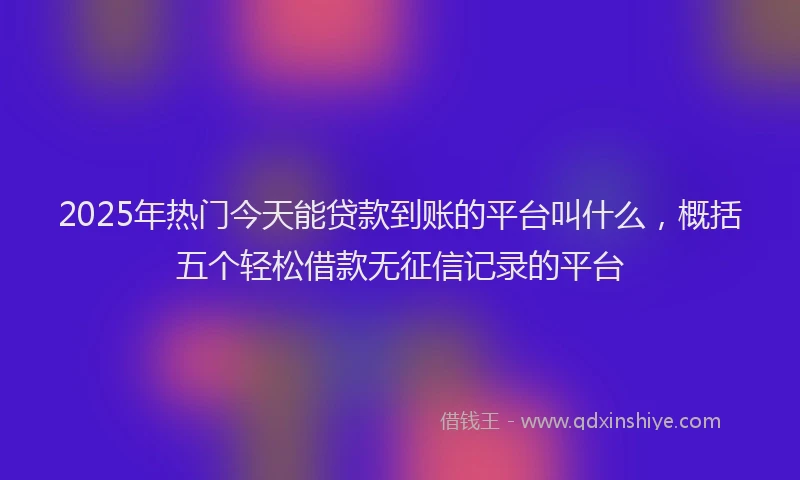 2025年热门今天能贷款到账的平台叫什么，概括五个轻松借款无征信记录的平台