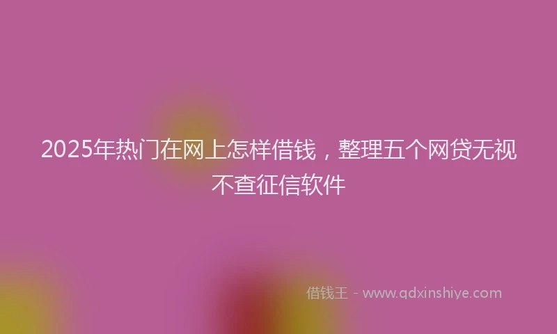 2025年热门在网上怎样借钱，整理五个网贷无视不查征信软件