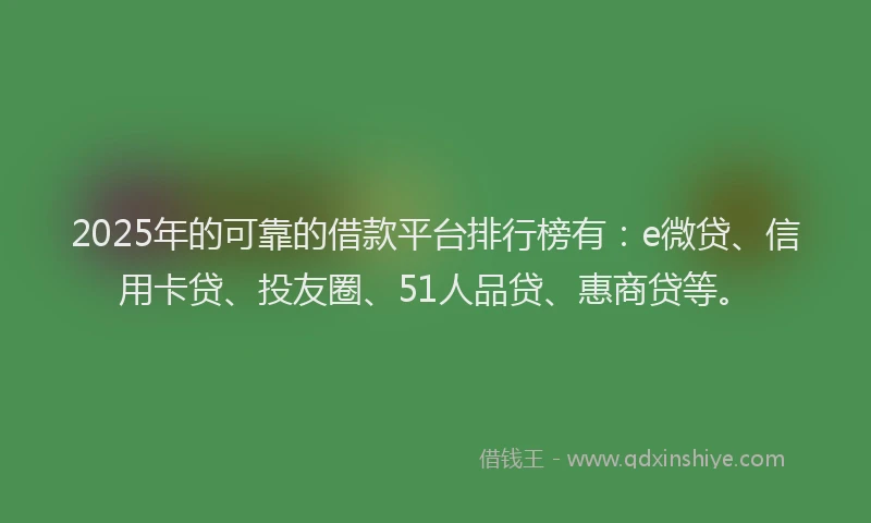 2025年的可靠的借款平台排行榜有：e微贷、信用卡贷、投友圈、51人品贷、惠商贷等。
