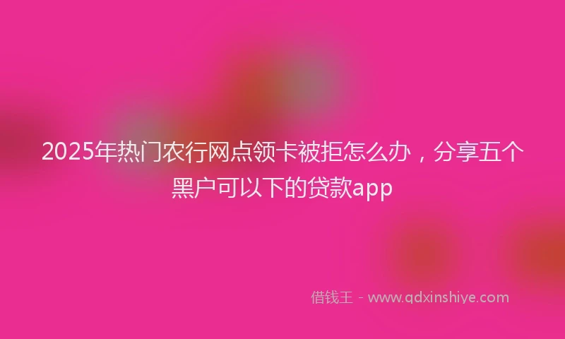 2025年热门农行网点领卡被拒怎么办，分享五个黑户可以下的贷款app