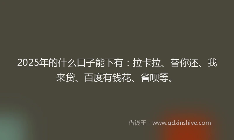 2025年的什么口子能下有：拉卡拉、替你还、我来贷、百度有钱花、省呗等。