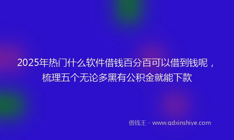 2025年热门什么软件借钱百分百可以借到钱呢，梳理五个无论多黑有公积金就能下款
