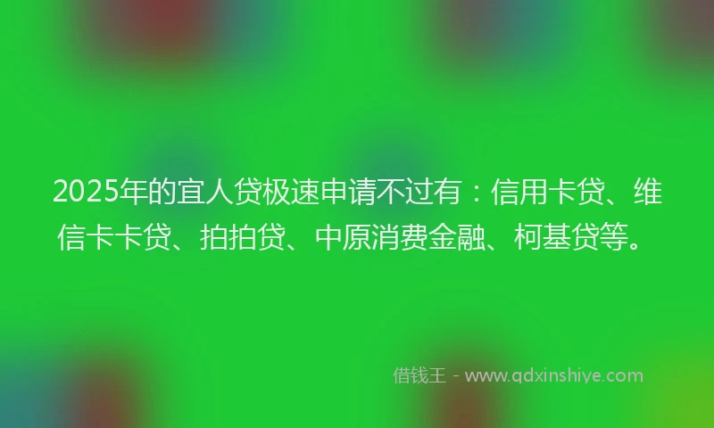 2025年的宜人贷极速申请不过有：信用卡贷、维信卡卡贷、拍拍贷、中原消费金融、柯基贷等。