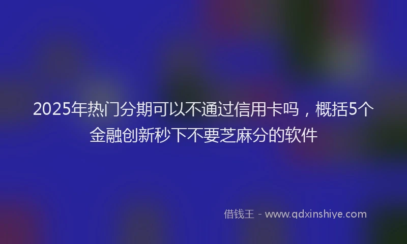 2025年热门分期可以不通过信用卡吗，概括5个金融创新秒下不要芝麻分的软件