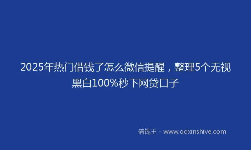 2025年热门借钱了怎么微信提醒，整理5个无视黑白100%秒下网贷口子