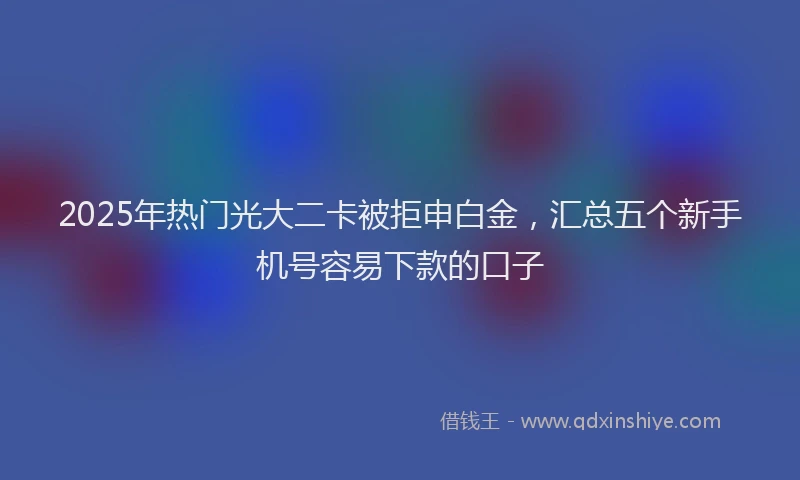 2025年热门光大二卡被拒申白金，汇总五个新手机号容易下款的口子