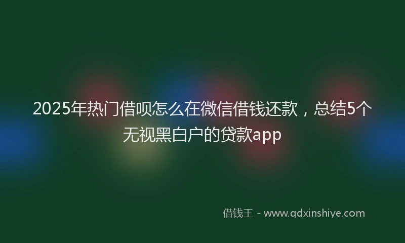 2025年热门借呗怎么在微信借钱还款，总结5个无视黑白户的贷款app