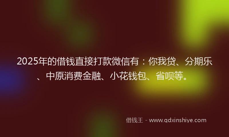 2025年的借钱直接打款微信有：你我贷、分期乐、中原消费金融、小花钱包、省呗等。