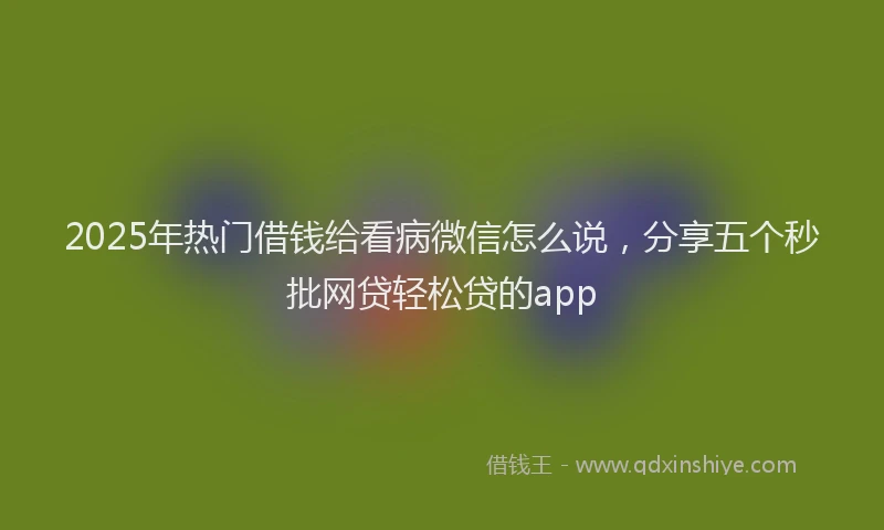 2025年热门借钱给看病微信怎么说，分享五个秒批网贷轻松贷的app
