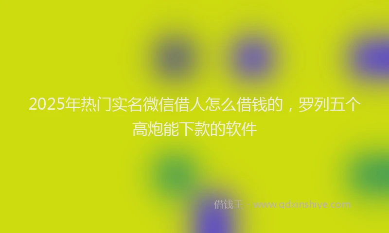2025年热门实名微信借人怎么借钱的，罗列五个高炮能下款的软件