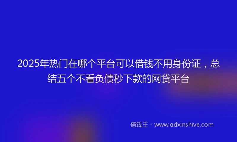 2025年热门在哪个平台可以借钱不用身份证，总结五个不看负债秒下款的网贷平台