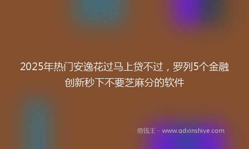 2025年热门安逸花过马上贷不过，罗列5个金融创新秒下不要芝麻分的软件