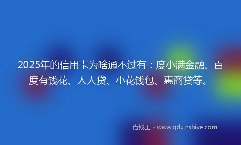 2025年的信用卡为啥通不过有：度小满金融、百度有钱花、人人贷、小花钱包、惠商贷等。