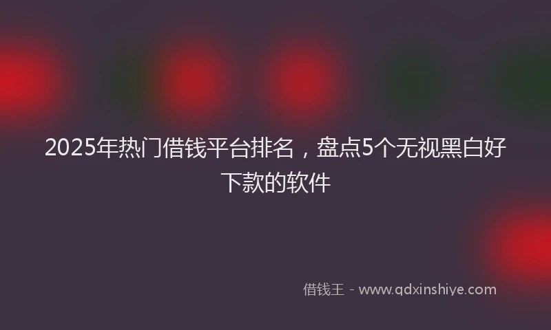 2025年热门借钱平台排名，盘点5个无视黑白好下款的软件