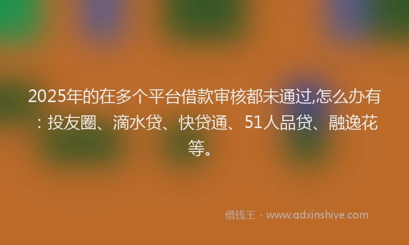 2025年的在多个平台借款审核都未通过,怎么办有：投友圈、滴水贷、快贷通、51人品贷、融逸花等。