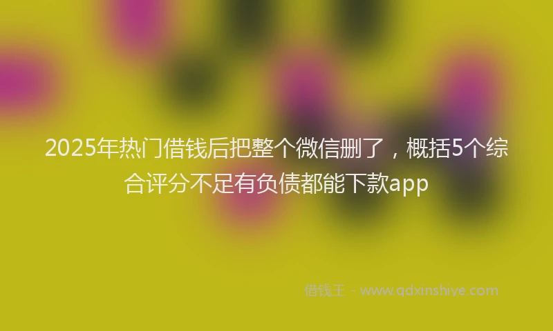 2025年热门借钱后把整个微信删了，概括5个综合评分不足有负债都能下款app