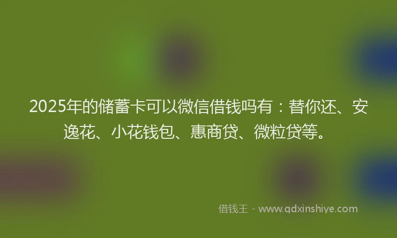 2025年的储蓄卡可以微信借钱吗有：替你还、安逸花、小花钱包、惠商贷、微粒贷等。