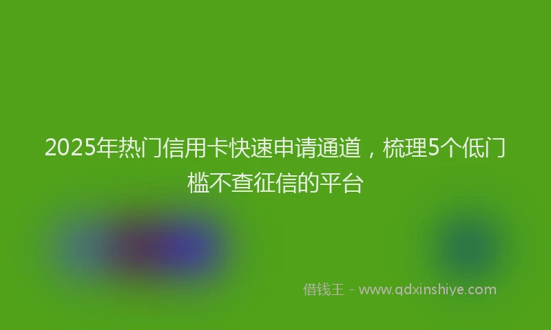 2025年热门信用卡快速申请通道，梳理5个低门槛不查征信的平台