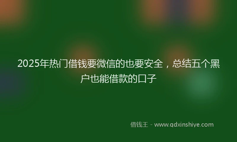 2025年热门借钱要微信的也要安全，总结五个黑户也能借款的口子