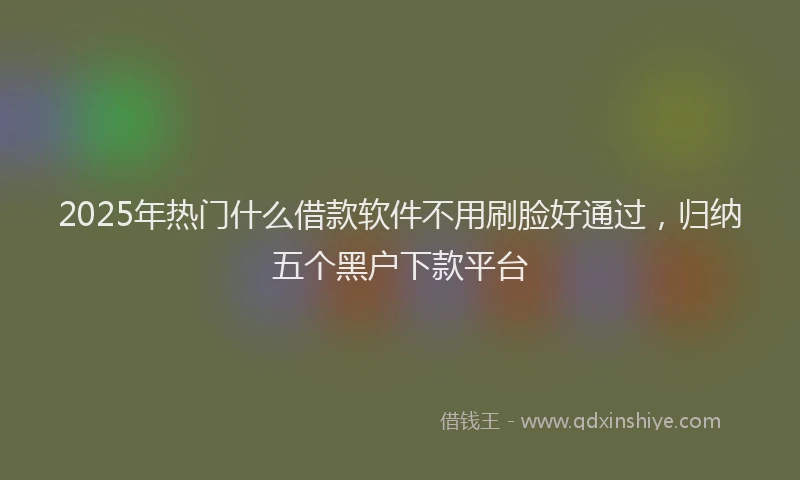 2025年热门什么借款软件不用刷脸好通过，归纳五个黑户下款平台