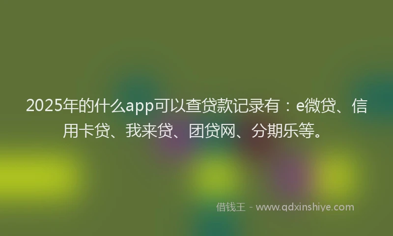 2025年的什么app可以查贷款记录有：e微贷、信用卡贷、我来贷、团贷网、分期乐等。