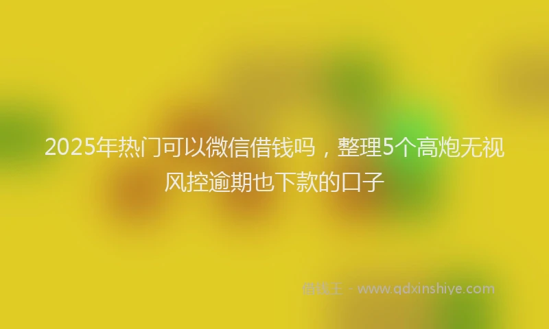 2025年热门可以微信借钱吗，整理5个高炮无视风控逾期也下款的口子